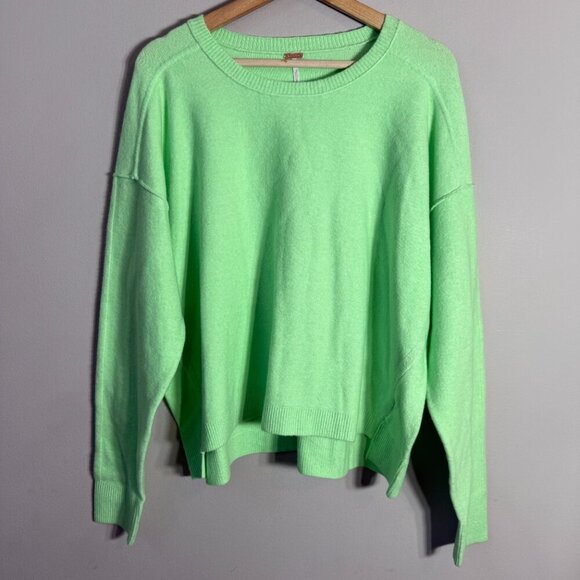 Free People Luna Pullover Sweater Women's Small Kiwi Candy Knit Oversized NWT - Picture 7 of 16